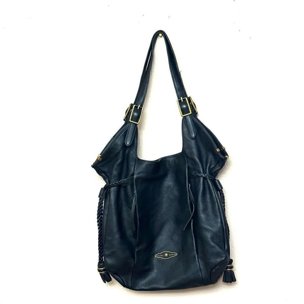 ELLIOT LUCCA SHOULDER BAG BLACK GENUINE SOFT LEATHER SATCHEL MAGNET CLOSURE